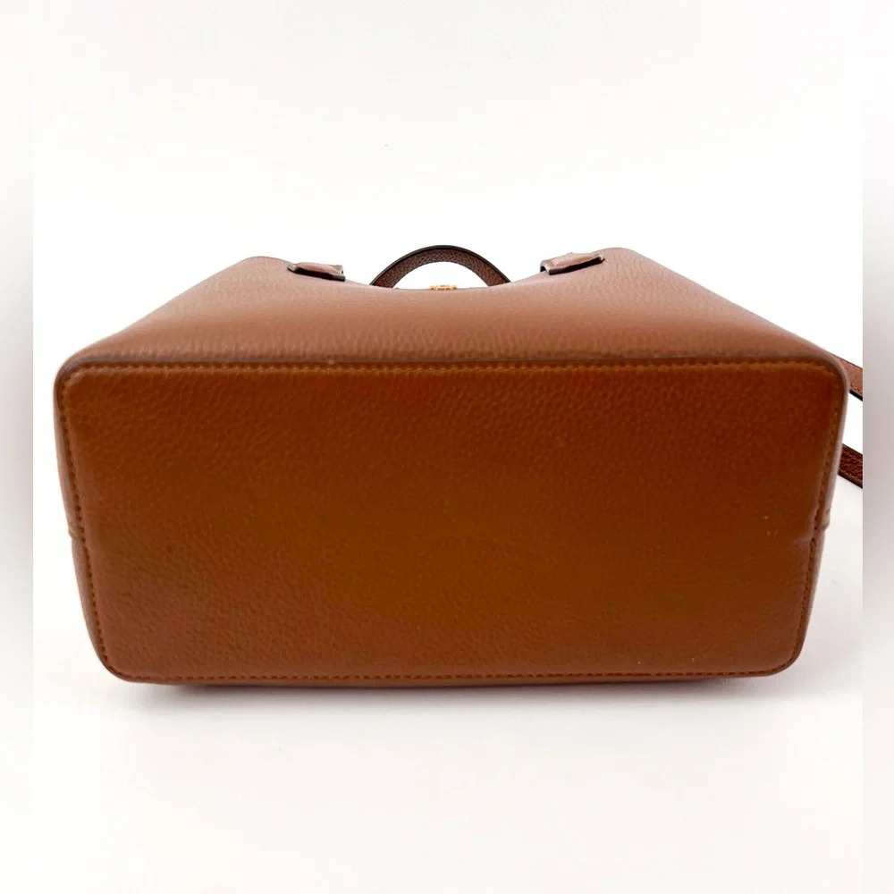 TORY BURCH | Blake Small Tote Handbag Crossbody Purse Brown Bourbon Leather - Picture 5 of 14